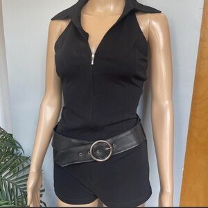 Black Sleeveless Jumpsuit with Belt